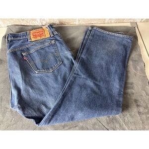 Levis 501 Jeans Mens 38x30 Blue Denim Button Fly Straight Leg Classic Fit